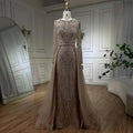 Muslim Silver Nude Mermaid Gown with Detachable Overskirt Beaded Evening Dress for Women Wedding Party 2025 LA71919