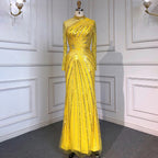 Muslim Sliver Nude Elegant Mermaid High Neck Evening Dresses Gowns Beaded Luxury 2025 For Women Party LA71735