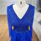 Muslim Turquoise Elegant A Line Luxury Dubai Evening Dresses Beaded Formal Dress 2025 LA72228