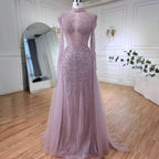 Muslim Turquoise Elegant Mermaid With Overskirt Beaded Evening Dresses Gowns 2025 For Women Wedding Party LA72166