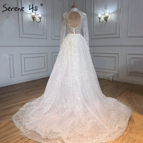 Muslim White Detachable Skirt Evening Dresses Gowns 2025 Luxury Mermaid Beading Elegant For Women Party LA71110