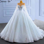 Muslim White Luxury Wedding Dresses 2025 Beaded Lace Up High-end Bride Gowns HM67388 Custom Made
