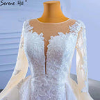 Muslim White OverSkirt  Wedding Dresses Gowns 2025 Mermaid Elegant Lace High-end Bridal Dress HM67416