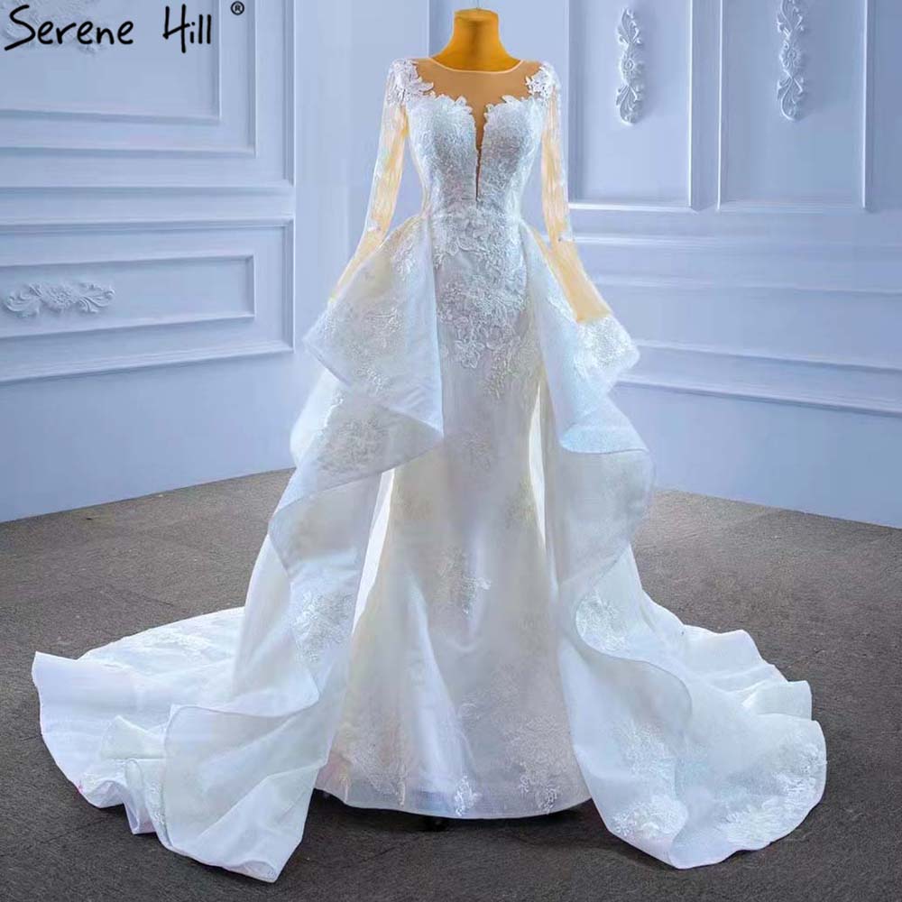 Muslim White OverSkirt  Wedding Dresses Gowns 2025 Mermaid Elegant Lace High-end Bridal Dress HM67416