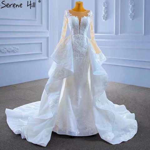 Muslim White OverSkirt  Wedding Dresses Gowns 2025 Mermaid Elegant Lace High-end Bridal Dress HM67416