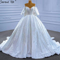 Muslim White Satin Wedding Dresses 2025 Beaded High-end Lace Up Bride Gowns HM67415 Custom Made