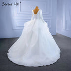 Muslim White Simple Wedding Dresses 2025 Ruched Lace Up High-end Bride Gowns HM67310 Custom Made