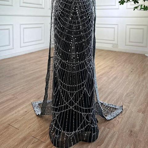 Muslim hajab Mermaid Long Cape Dubai Arabia Luxury Evening Dresses Gowns for Women Wedding Party 2025 LA72032M