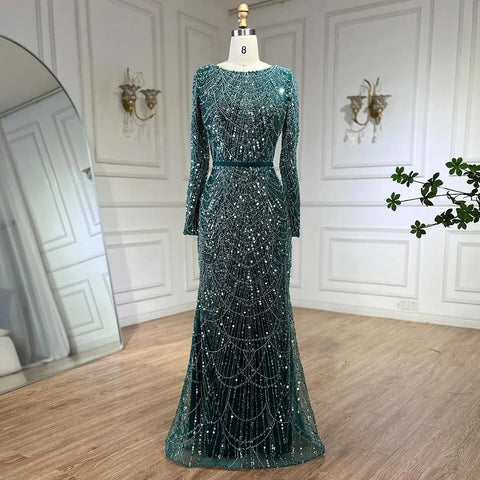 Muslim hajab Mermaid Long Cape Dubai Arabia Luxury Evening Dresses Gowns for Women Wedding Party 2025 LA72032M