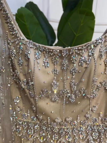 Elegante vestido de noche musulmán turquesa de sirena, con plumas y cuentas, para mujer, para fiesta, LA71722 