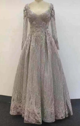 Muslim Pink With Train Evening Dresses 2025 Elegant A-Line Beaded Luxury For Women Party LA70773