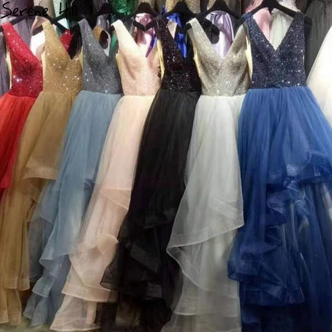 Vestidos de noche azul marino de corte A, sin mangas, con cuentas, sexys, para mujer, para bodas y fiestas, LA71125 