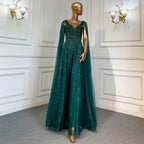 Luxury Nude Dubai Evening Dress with Cape Sleeves LA71567
