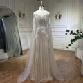 Nude Arabic Mermaid Cape Sleeves O-neck Beaded Evening Dresses Luxury Gowns 2025 For Women Wedding Party LA72012