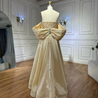 Nude Beaded Mermaid Evening Gown Off Shoulder Shawl Crystal Detailing for Formal Occasion  2025 LA72819