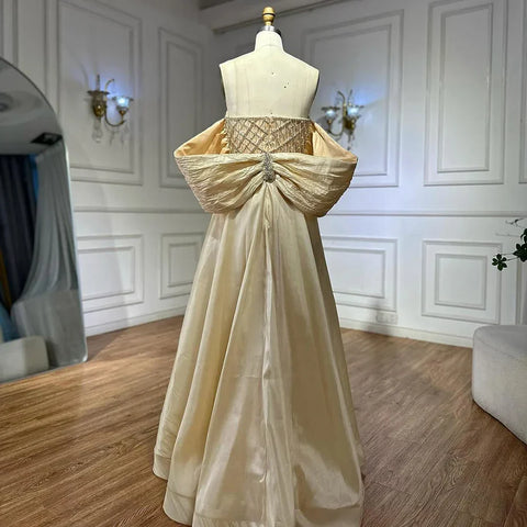 Vestido de noche de sirena con cuentas color piel, hombros descubiertos, chal y detalles de cristal para ocasiones formales 2025 LA72819