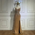 Nude Beaded Mermaid Evening Gown with High Split for Formal Occasion LA72904 2025
