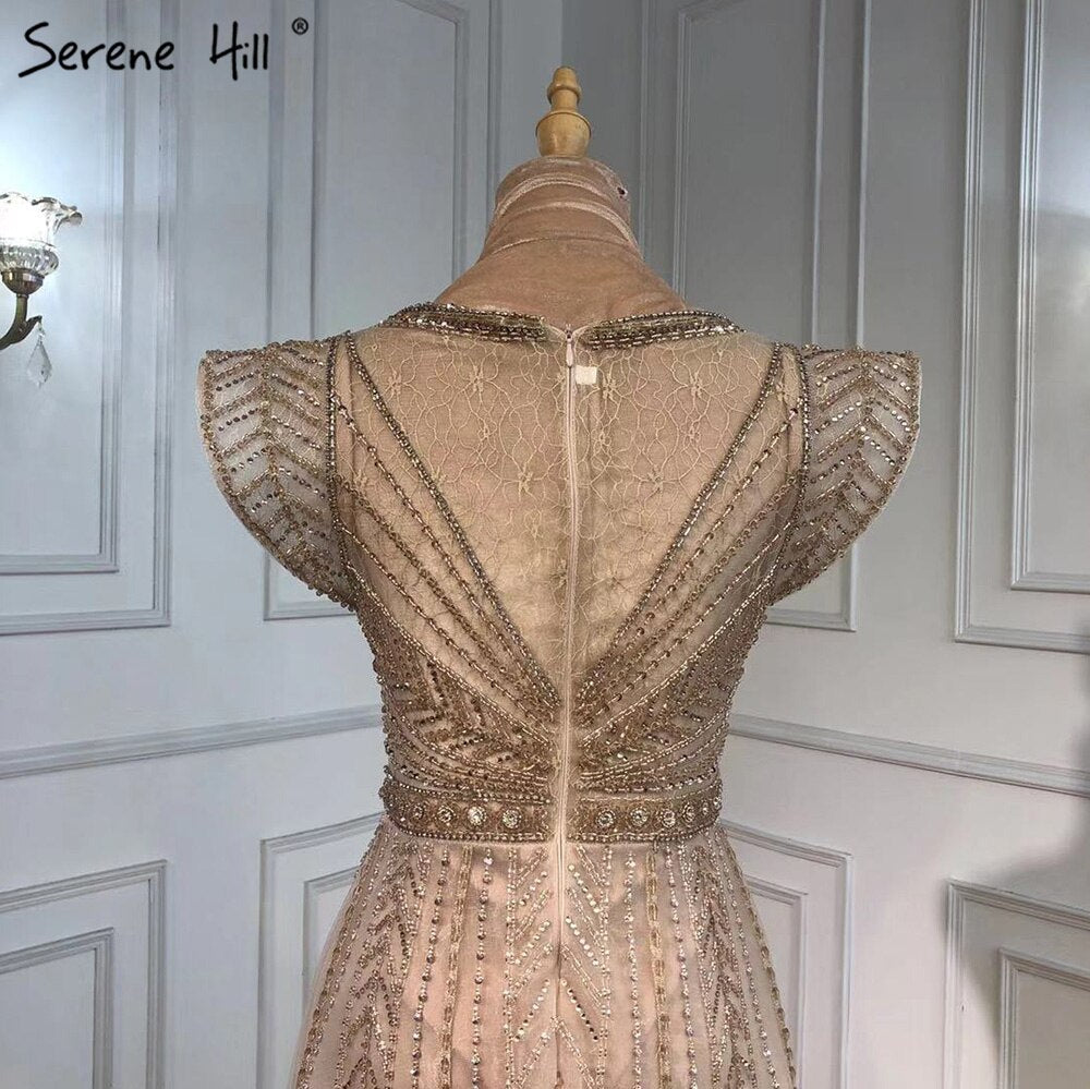 Nude Luxury Overskirt Evening Dresses Gowns 2025 Beaded Mermaid Sexy For Women Party LA71335