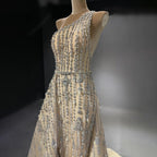 Nude Mermaid Elegant Evening Dresses Gowns 2025 Beaded Luxury One-Shoulder For Women Party LA71538