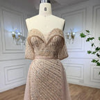 Nude Mermaid Elegant With Overskirt  Off  Shoulder Beaded Split Evening Dresses Gowns For Woman Party 2024 LA71728