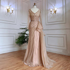 Nude Mermaid Sexy High Split With Skirt Beaded Long Evening Dresses Gowns For Women Wedding Party 2025 LA71944