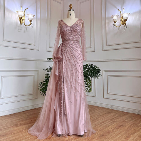 Vestido de noche largo de sirena, sexy, con abertura alta y falda con cuentas, para mujer, ideal para bodas, 2025, LA71944 