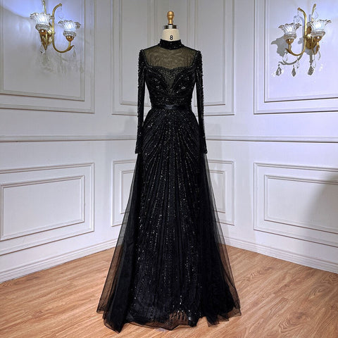 Luxury Champagne Mermaid Evening Dress with Detachable Overskirt LA71533