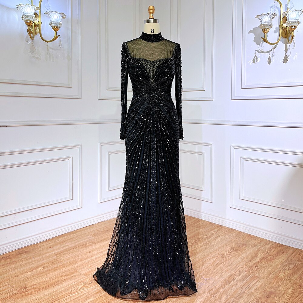Luxury Champagne Mermaid Evening Dress with Detachable Overskirt LA71533