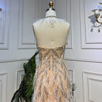 Nude Sexy Strap Mermaid Luxury Feather Beads Evening Dresses Dubai Gowns For Women Wedding Party 2025 LA72010