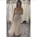 Nude Strapless Beaded Evening Gown with Sheer Side Train for Formal Occasion LA72886 2025