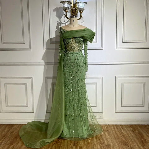 Vestido de noche Oliver Green de corte sirena, largo hasta el suelo, de lujo, con cuentas y perlas, para mujer, ideal para bodas, 2025, LA72396 