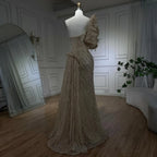 One-Shoulder nude Mermaid With Overskirt Beaded Evening Dress Gown for Women's Wedding Party 2025 LA72389