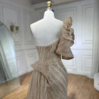 One-Shoulder nude Mermaid With Overskirt Beaded Evening Dress Gown for Women's Wedding Party 2025 LA72389