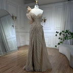 One-Shoulder nude Mermaid With Overskirt Beaded Evening Dress Gown for Women's Wedding Party 2025 LA72389