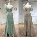 One-Shoulder nude Mermaid With Overskirt Beaded Evening Dress Gown for Women's Wedding Party 2025 LA72389
