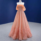 Oranje A-lijn Luxe Avond Jurken 2025 Kralen Strapless Sexy Voor Vrouwen Wedding Party HM67393