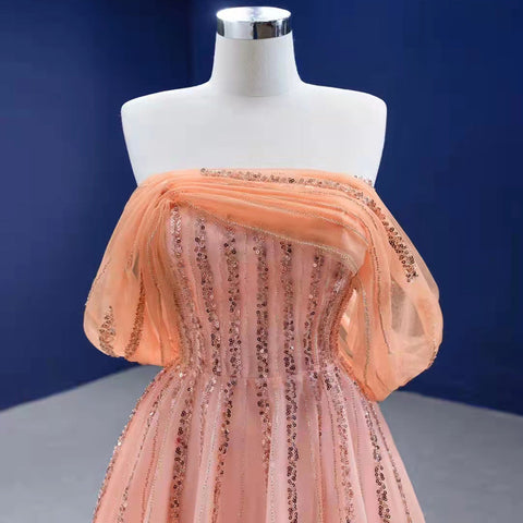 Vestido naranja de lujo Avond 2025, sin tirantes, sexy, para fiesta de boda, HM67393 