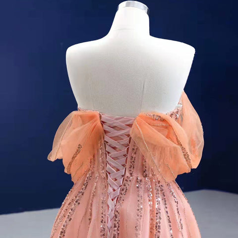 Vestido naranja de lujo Avond 2025, sin tirantes, sexy, para fiesta de boda, HM67393 