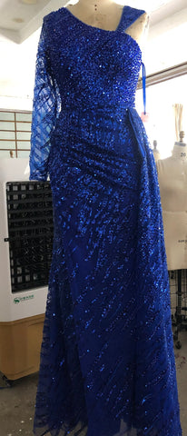 Elegante vestido de noche de sirena color melocotón, 2025, con sobrefalda de lujo y cuentas para mujer, para fiesta, LA71527 