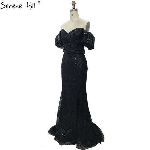 Vestidos de noche de lujo con mangas abullonadas color melocotón, corte sirena, elegantes para mujer, para fiesta LA70736 