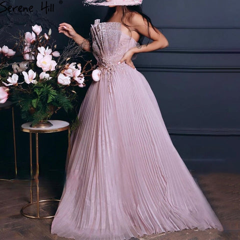 Vestidos de noche rosas con cuentas, corte A, sin mangas, sexys, para mujer, para bodas y fiestas, LA71271 
