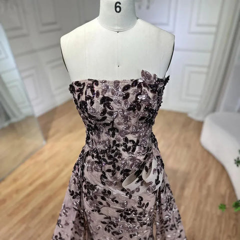 Vestido de noche elegante rosa de corte A con hombros descubiertos y lentejuelas de lujo para mujer estilo Dubái, para fiesta 2025 LA72388 