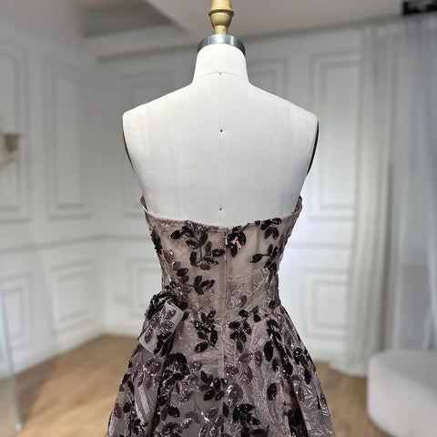 Vestido de noche elegante rosa de corte A con hombros descubiertos y lentejuelas de lujo para mujer estilo Dubái, para fiesta 2025 LA72388 