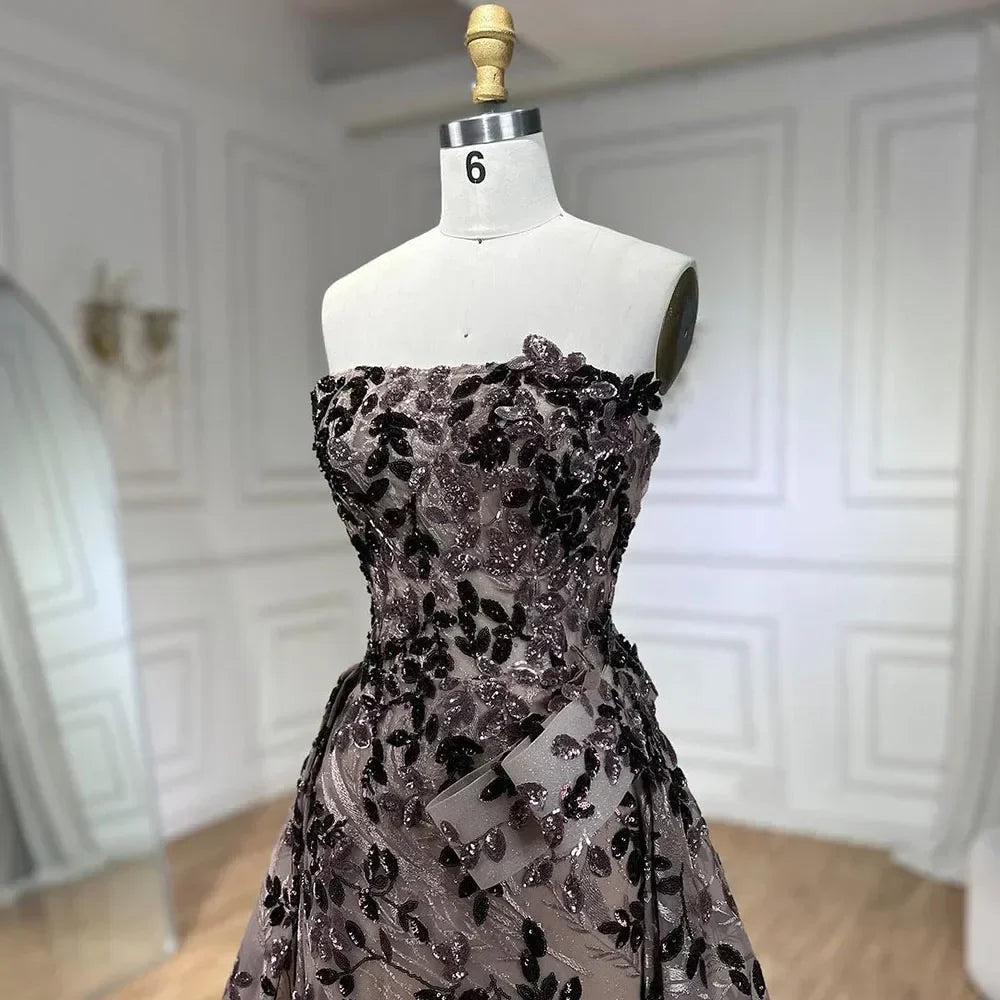 Pink A Line Elegant Off the Shoulder Luxury Beaded Sequins Dubai Evening Dress for Women Party 2025 LA72388