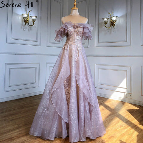 Vestidos de noche sexys de corte A en rosa, con escote en forma de corazón y cuentas, para mujer, para bodas y fiestas, LA71405 