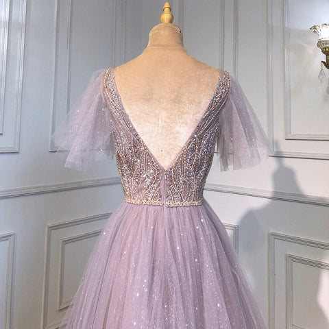 Vestidos de noche rosas, sexys, con escote en V y cuentas, de lujo, largos, para mujer, para boda, fiesta, LA71710 