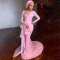 Pink Arabic Mermaid Elegant With Skirt Evening Dresses Gowns Luxury Pearls Beaded 2025 For Women Party LA71746
