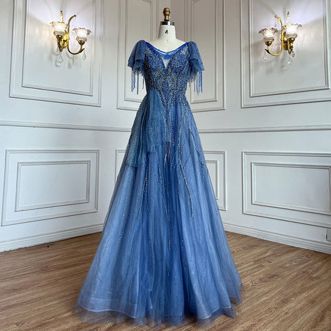 Vestidos de fiesta elegantes con borlas árabes rosas, corte A y cuentas, para fiesta de graduación, 2025, para niñas, LA72066 