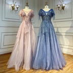 Pink Arabic Tassel A-line Beaded Prom Dresses Elegant Graduation Party Evening Gowns 2025 For Girls LA72066