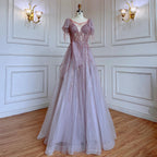Pink Arabic Tassel A-line Beaded Prom Dresses Elegant Graduation Party Evening Gowns 2025 For Girls LA72066